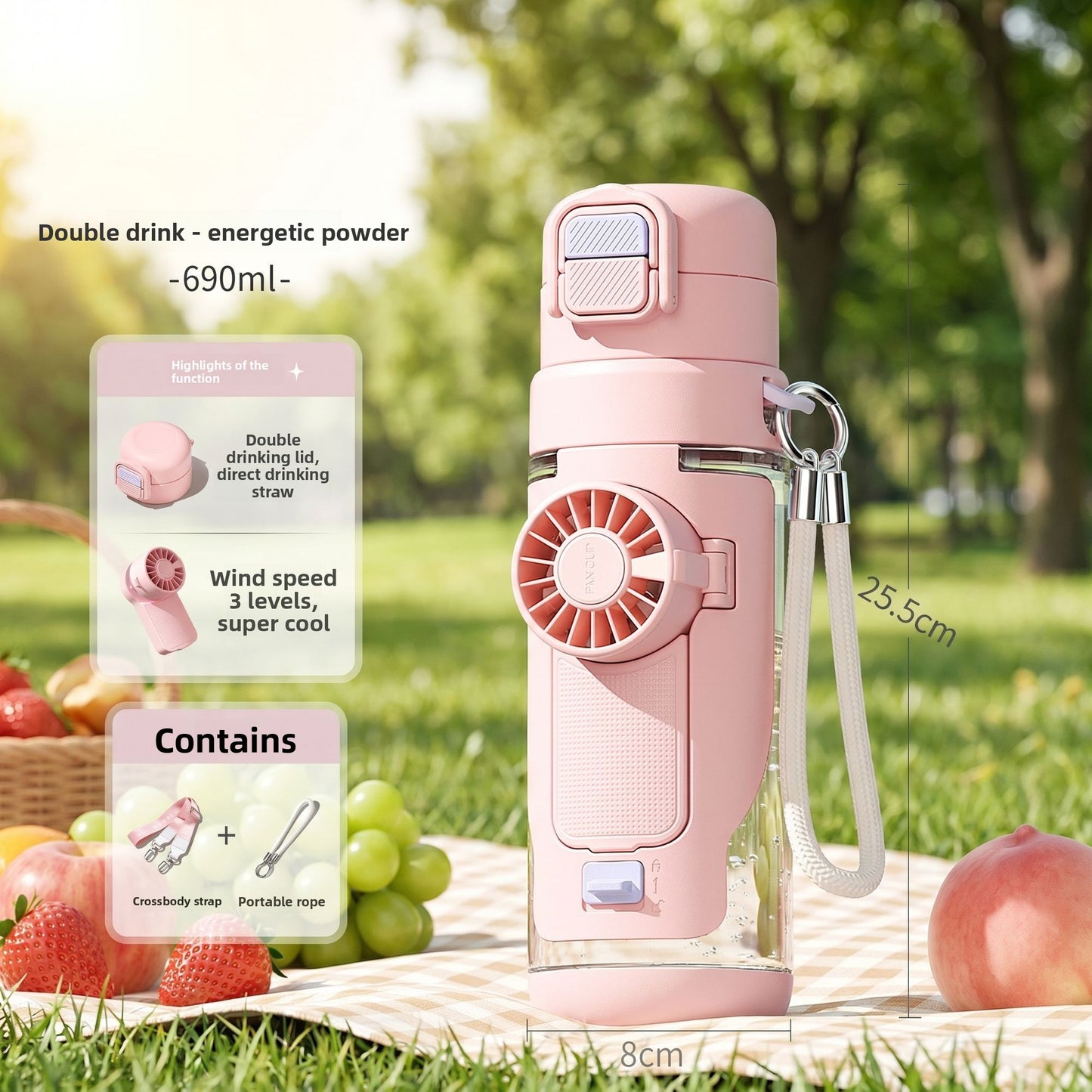 Summer spray straw water bottle