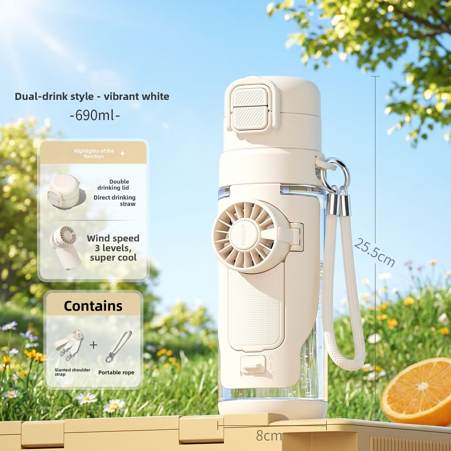 Summer spray straw water bottle