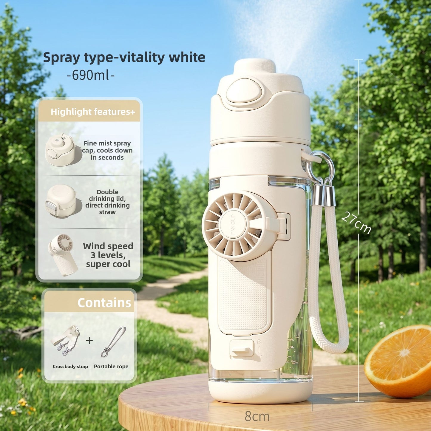 Summer spray straw water bottle