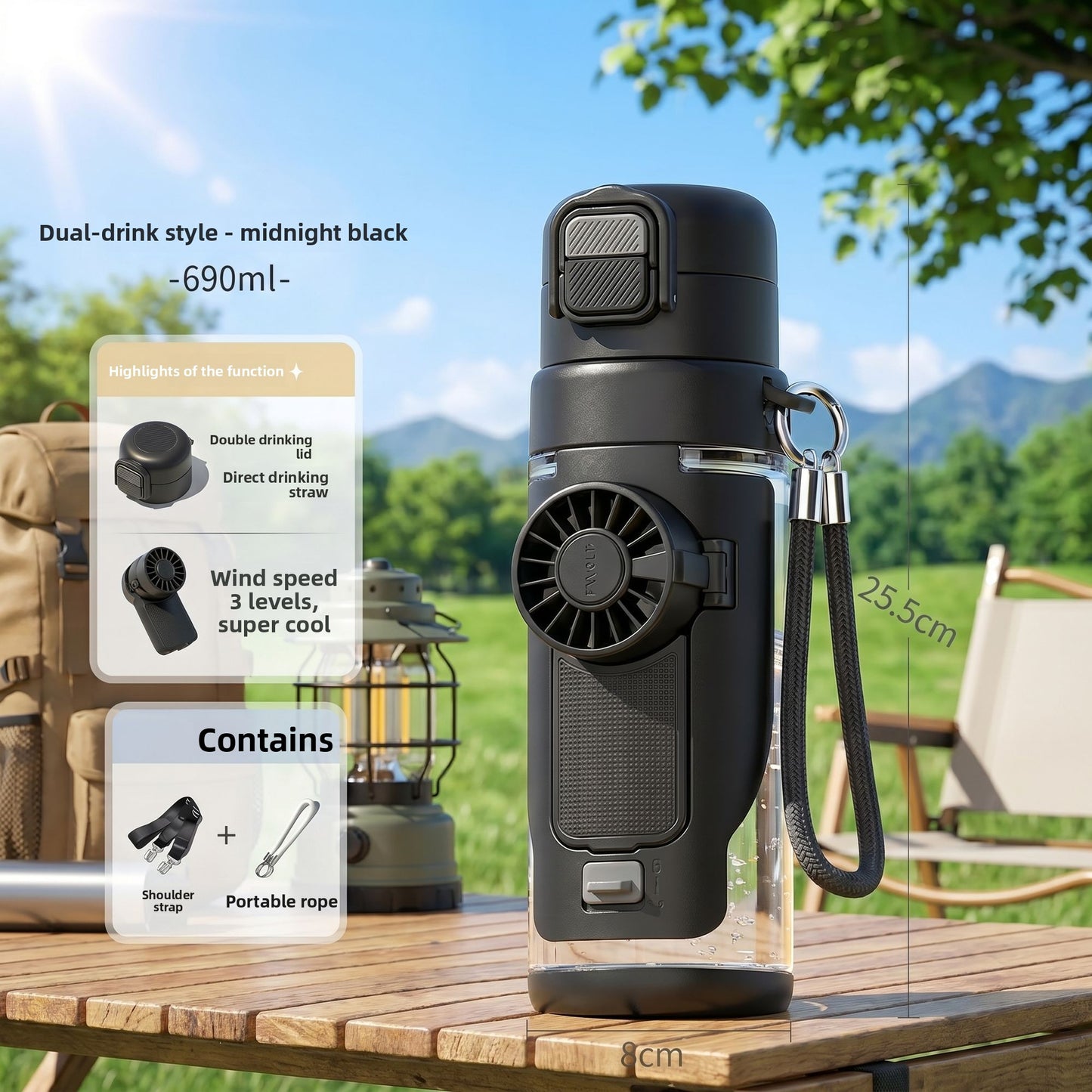 Summer spray straw water bottle