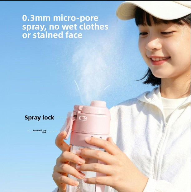 Summer spray straw water bottle