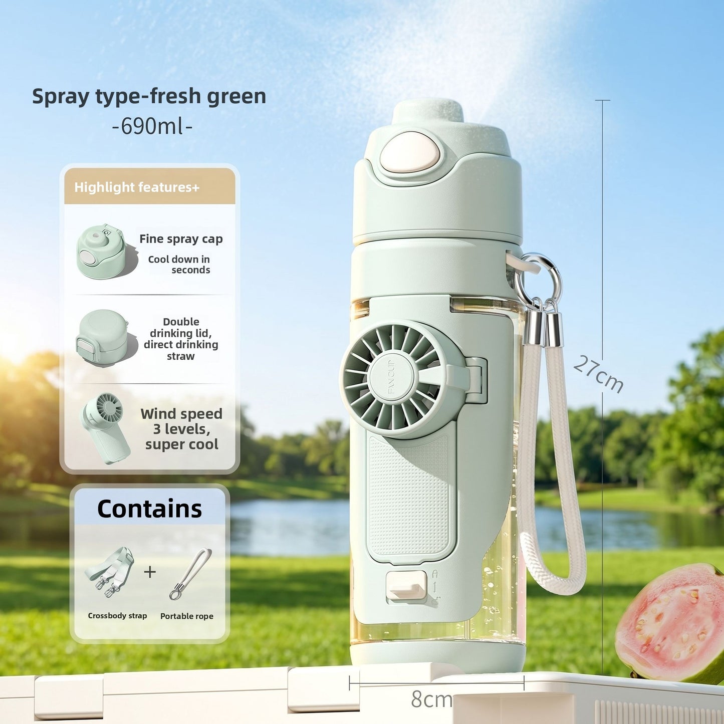 Summer spray straw water bottle